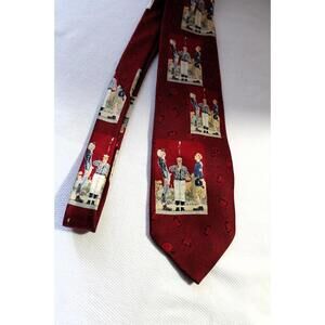Vintage Saturday Evening Post Football Coin Toss Silk Necktie, 3.75 X 68" XL